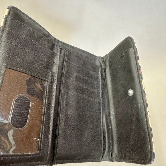 Vera Bradley leopard print quilted cotton RFID trifold wallet snap closure - Picture 5 of 11
